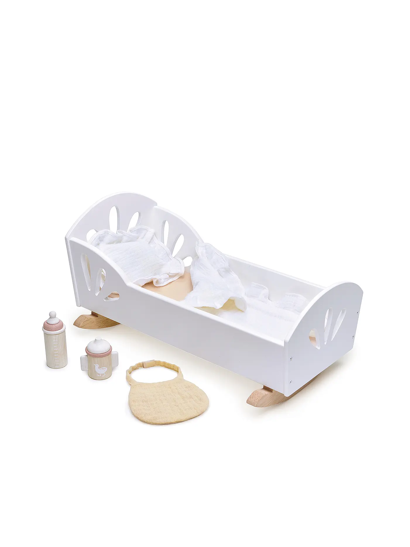 TENDER LEAF TOYS | Puppenwiege Schwan mit Zubehör | 